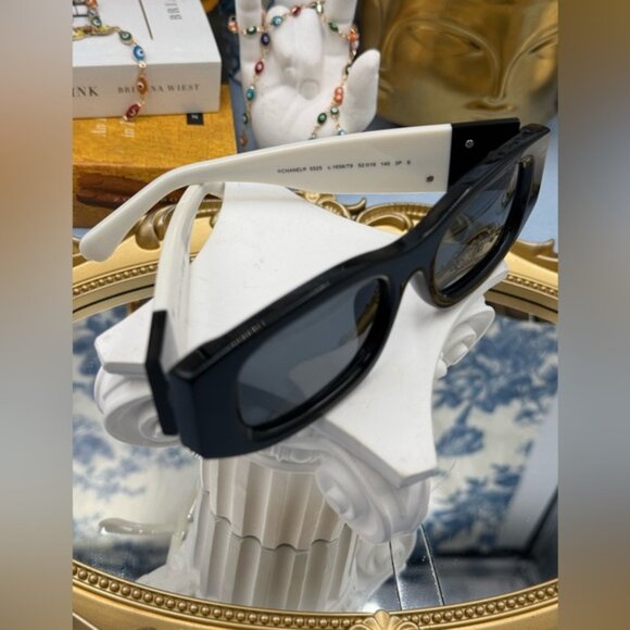 🆕 CHANEL 🧿 NWOT CH5525 Black & White Square Acetate Polarized Sunglasses - Picture 11 of 16